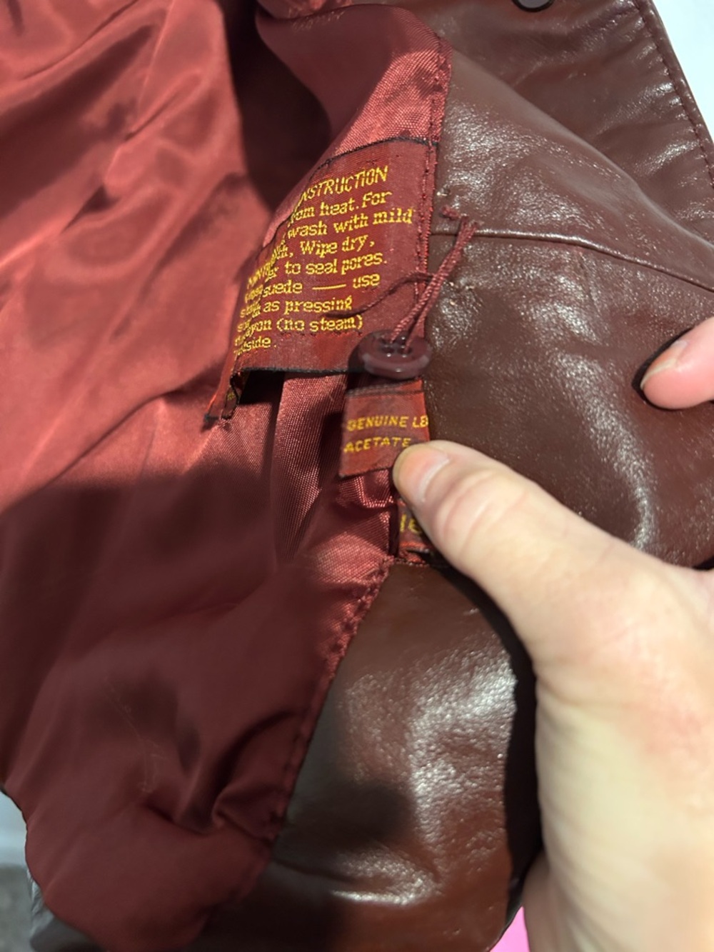 Etienne Aigner Vtg 1970s Oxblood Red Leather Jacket - Picture 9 of 12